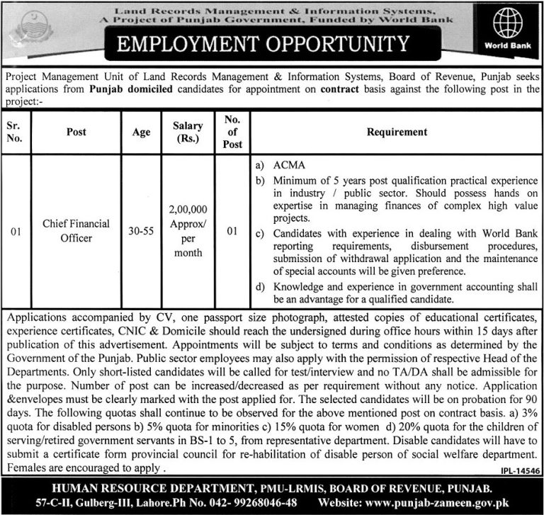 Land Record Management Information System Jobs 2025 Advertisement Form