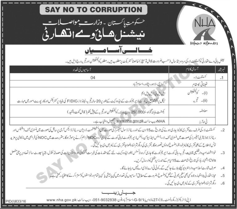 National Highway Authority jobs 2025 NHA Application Form August Ads