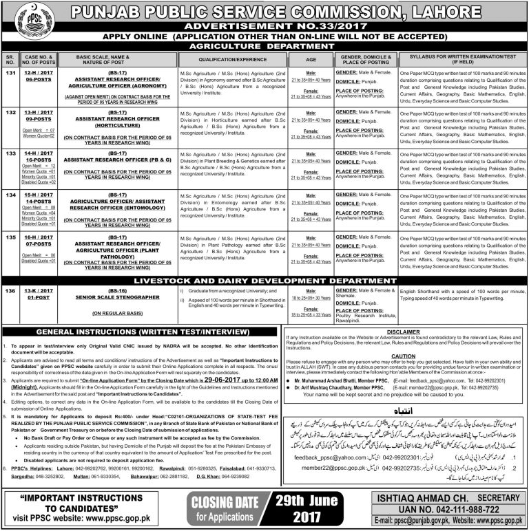 Punjab Public Service Commission PPSC Jobs 2025 June Advertisements Online Registration