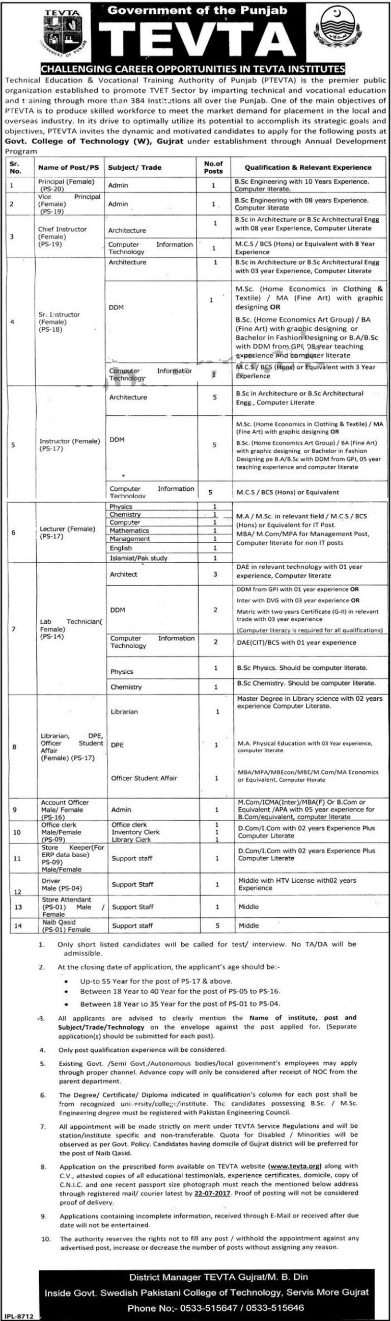 Technical Education & Vocational Training Authority Female Jobs 2025 Form