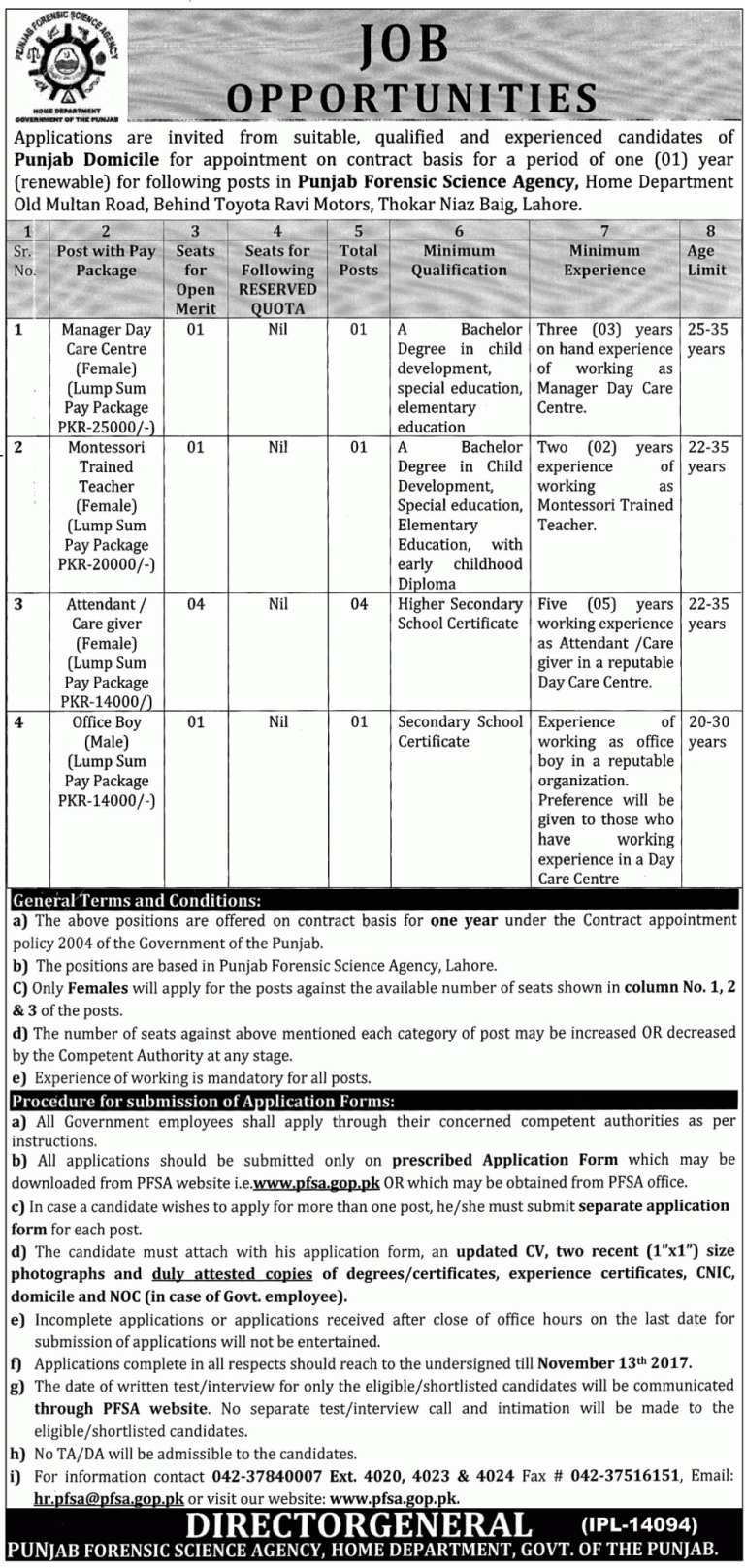 Punjab Forensic Science Agency Jobs 2025 Application Form www.pfsa.com.pk