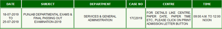 PPSC Punjab Departmental Examination Written Test Result 2025 Final Passing Out Examination