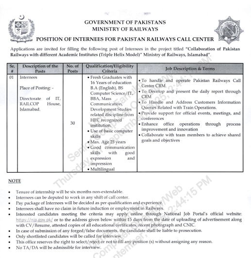 Pakistan Railway Jobs 2025 Online Application