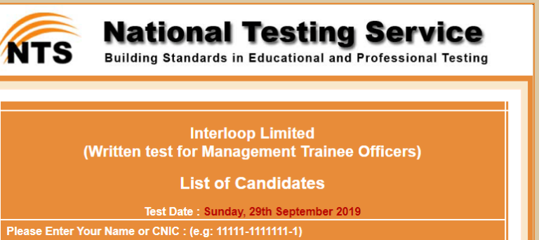 Interloop MTO NTS Test Result 2025 29th September Answer Key