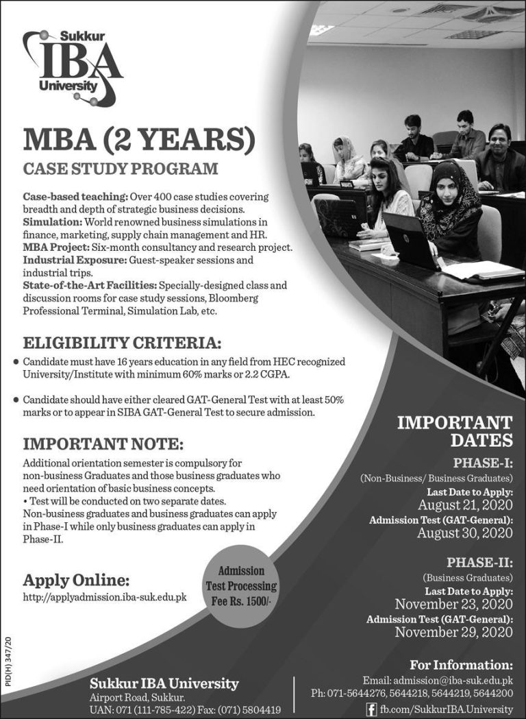 IBA Sukkur MBA Admission 2025 Apply Online Form Last Date