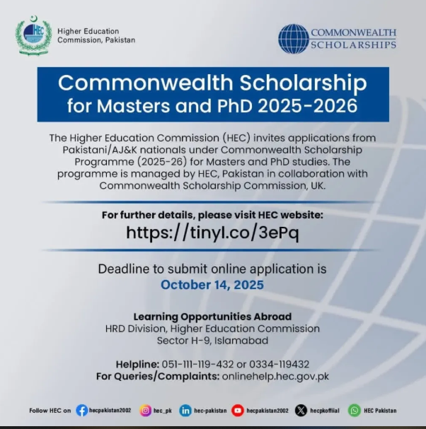 UK Scholarships 2025 For Pakistanis Online Apply Through HEC