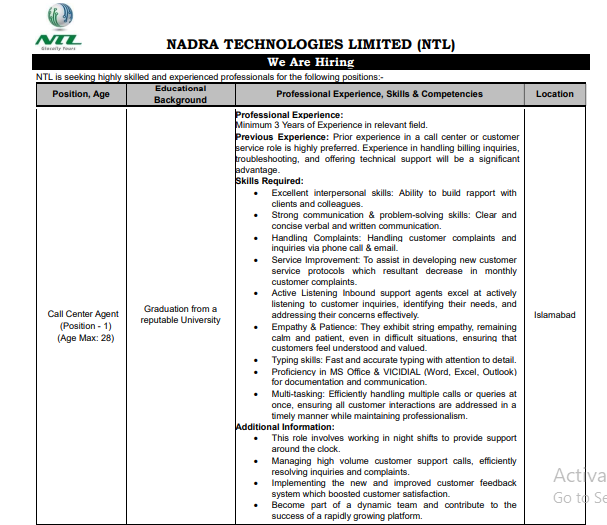 Nadra Jobs 2025 Online Apply